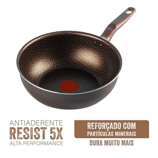 Frigideira Wok 24cm 3,2 Litros Rochedo Expert Chocolate